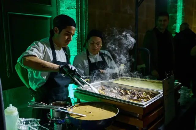 Chef cooking live at the Logitech event