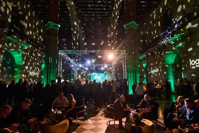Logitech event during ISE at Llotja de Mar with green lighting
