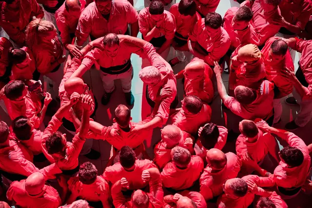 Castellers seen from above during the Noatum gala