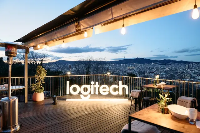 Terrace overlooking Barcelona set up for the Logitech event